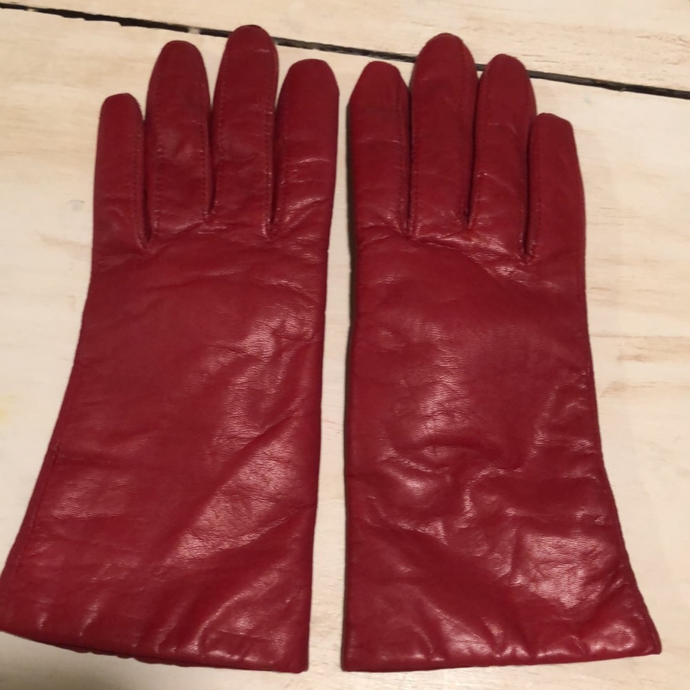 Red leather gloves
